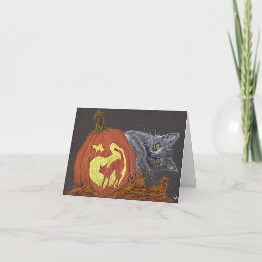 Carte De Remerciements Peekaboo halloween citrouille de chat automne (Devant)
