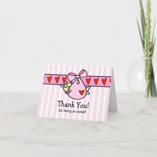 Carte De Remerciements Peeking Baby Girl BundleThank You Note Card (Devant)