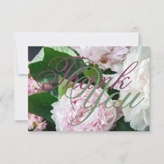 Carte De Remerciements Peine blanche rose Pleine fleurs Mariage (Devant)