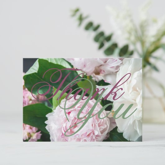 Carte De Remerciements Peine blanche rose Pleine fleurs Mariage (Debout devant)
