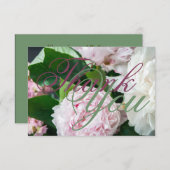 Carte De Remerciements Peine blanche rose Pleine fleurs Mariage (Devant / Derrière)