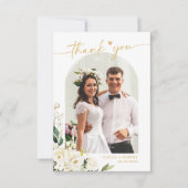 Carte De Remerciements Peine blanche verdure Arc floral Mariage Photo (Devant)