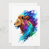 Carte De Remerciements Peinture à éclaboussures sur la tête d'un lion (Devant / Derrière)