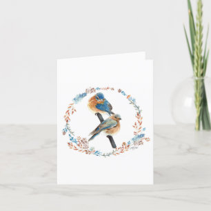 Carte De Remerciements Peinture à l'aquarelle florale en couple bleu