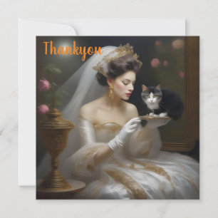 Carte De Remerciements Peinture à l'huile de mariée de chat,