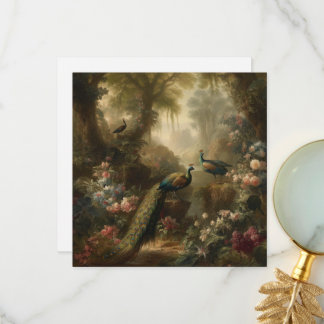 Carte De Remerciements Peinture à l'huile vintage Paon Jardin anglais