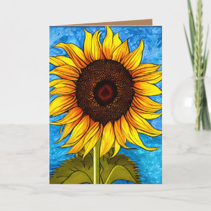 Carte De Remerciements Peinture Abstraite de tournesol