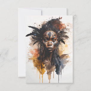 Carte De Remerciements Peinture aquarelle, Belles femmes de la tribu afri