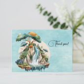 Carte De Remerciements Peinture aquarelle de cascade (Debout devant)