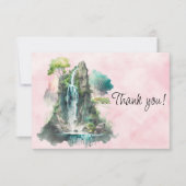Carte De Remerciements Peinture aquarelle de cascade (Devant)
