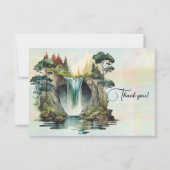 Carte De Remerciements Peinture aquarelle de cascade (Devant)