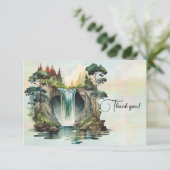 Carte De Remerciements Peinture aquarelle de cascade (Debout devant)