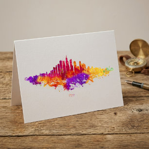 Carte De Remerciements Peinture aquarelle de la skyline de Chicago sur fo