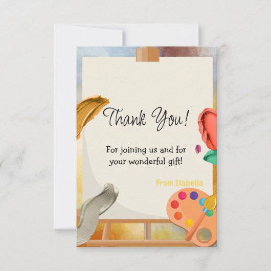 Carte De Remerciements Peinture d'anniversaire (Devant)