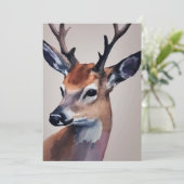 Carte De Remerciements Peinture d'aquarelle Wild Deer Portrait, Cerf (Debout devant)