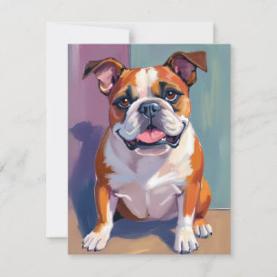 Carte De Remerciements Peinture de chien bouledogue fantaisiste aquarelle