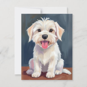 Carte De Remerciements Peinture de chiot maltais chien blanc