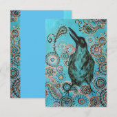 Carte De Remerciements peinture de corneille sur le bleu (Devant / Derrière)