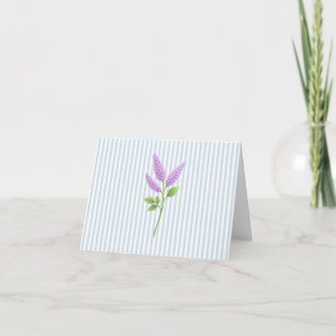 Carte De Remerciements Peinture de Fleur de Lilas Violet à Rayure Bleue