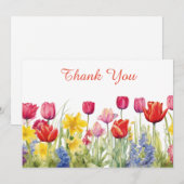 Carte De Remerciements Peinture de fleur de tulipe (Devant / Derrière)
