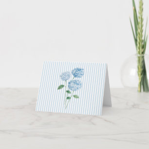 Carte De Remerciements Peinture de fleurs d'hortensia bleues à rayures bl