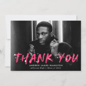 Carte De Remerciements Peinture moderne rose chaud Graduation photo (Devant)