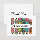Carte De Remerciements Pencil Teacher Name Thank You Card (Devant / Derrière)