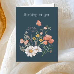 Carte De Remerciements Pensez à vous Botanical Fleur sauvage Flower Boho