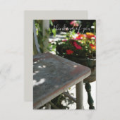 Carte De Remerciements Pensez à vous | Chaise et fleurs anciennes (Devant / Derrière)