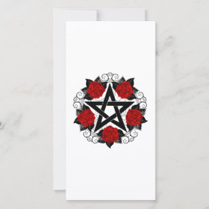 Carte De Remerciements Pentagram with Red Roses