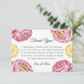 Carte De Remerciements Peonées roses et Mariage citron (Debout devant)