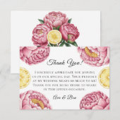 Carte De Remerciements Peonées roses et Mariage citron (Devant / Derrière)