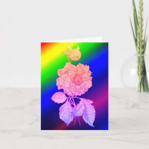 Carte De Remerciements Peony Flower Art Rainbow Note Card