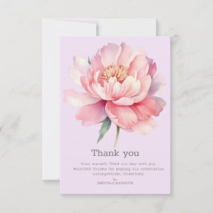 Carte De Remerciements Peony Purple Moderne Vintage Aquarelle Mariage