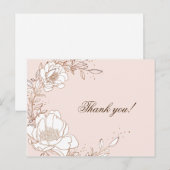 Carte de remerciements Peony Rose Étalage de feuil (Devant / Derrière)