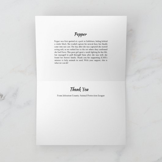 Carte de remerciements Pepper JCAPL (Intérieur)