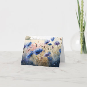 Carte De Remerciements Perdre le champ rouge Abstrait de Cornflowers Aqua