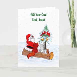 Carte De Remerciements Père Noël avec Renard de lapin et écureuil