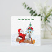 Carte De Remerciements Père Noël avec Renard de lapin et écureuil (Debout devant)