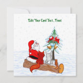 Carte De Remerciements Père Noël avec Renard de lapin et écureuil (Devant)