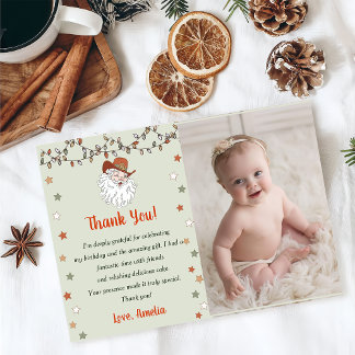 Carte De Remerciements Père Noël Christmas Anniversaire Photo