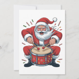 Carte De Remerciements Père Noël jouant de la batterie Batteur de Noël Xm