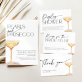 Carte De Remerciements Perles de Fête des mariées et Prosecco