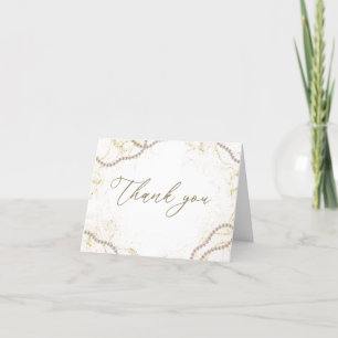 Carte De Remerciements Perles dorées et Prosecco : Baby Shower de mariage