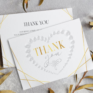 Carte De Remerciements Perles Elegant Heart & Prosecco Or Réception de Ma