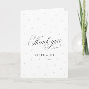 Carte De Remerciements Perles Élégantes Fête de Mariage Pliée