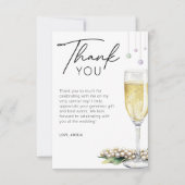 Carte De Remerciements Perles Et Procuco Élégante Fête des mariées Minima (Devant)