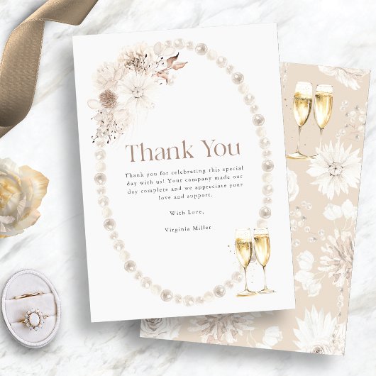 Carte De Remerciements Perles et Prosecco