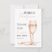Carte De Remerciements Perles & Prosecco Faveur de mariage rose pâle (Devant)