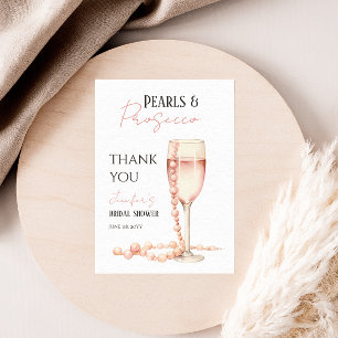 Carte De Remerciements Perles & Prosecco Faveur de Mariage Rose Pâle
